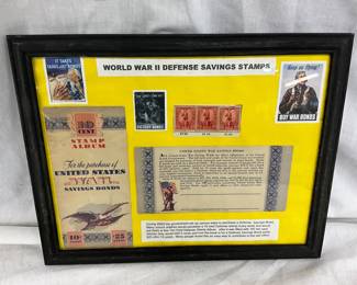 Framed World War II Defense Savings Stamps Display