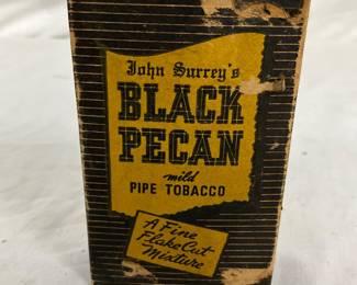Early 1926 John Surrey’s Black Pecan Mild Pipe Tobacco Cardboard Box with Contents