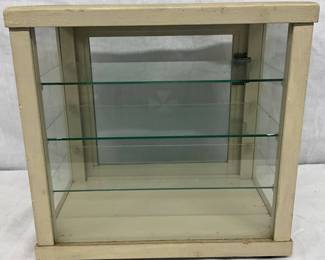 Wood and Glass Display Cabinet with Hinged Door, 13 1/2” x 13”
