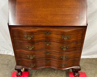 Mahogany Bombe-Front Secretary Desk with Drop-Front and Ball-and-Claw Feet
