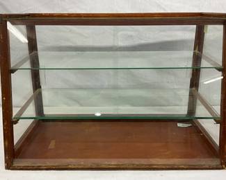 Wood and Glass Display Case with Two Glass Shelves, 24″ x 16″