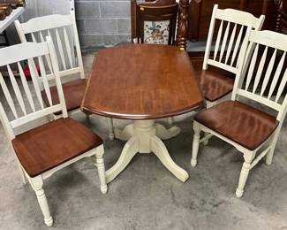 Wood Drop-Leaf Table with Four Chairs in Two-Tone Finish