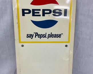 6 1/2 x 12 Inch Metal Pepsi Advertising Sign With ‘Say Pepsi, Please’ Slogan