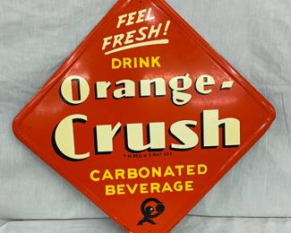 21 1/2-Inch Orange Crush Sign - 1970's