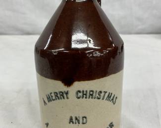 Brown and Cream Ceramic Jug with ‘Merry Christmas & Happy New Year’ Text, 5 x 3 Inches