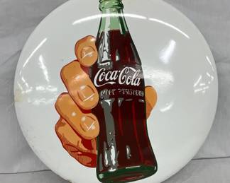 24-Inch Coca-Cola Porcelain Sign Featuring Bottle Graphic