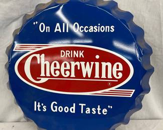 19-Inch Cheerwine Bottle Cap-Shaped Metal Advertising Sign