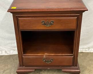 Wooden Side Table with Drawer and Open Shelf