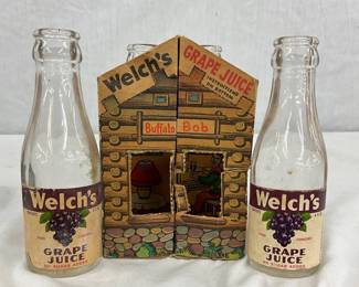 Welch’s Grape Juice Buffalo Bob Cardboard Carrier with Four Bottles, 1953