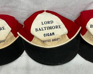 3 Lord Baltimore Cigar Advertising Hats