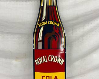 Embossed Royal Crown Cola Die-Cut Metal Advertising Sign
