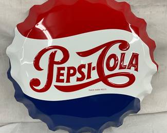 22-Inch Embossed Pepsi-Cola Bottle Cap Sign