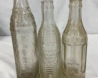 Embossed Big Bill, Cheerwine, and Orange Crush Glass Bottles