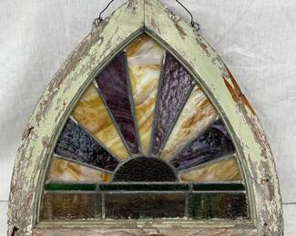 Early 21 x 19 Stained Glass Window
