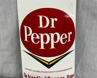 Contemporary Porcelain Dr Pepper Die-Cut Can Sign, 4 1/2″ x 8 1/2″