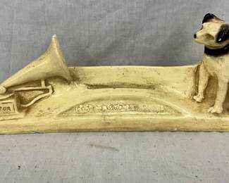 14in by 6in Chalk-ware RCA Dog and Phonograph