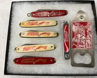Coca-Cola Branded Pocket Knives and Bottle Opener Set