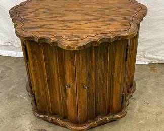 Hexagonal Side Table With Scalloped Top