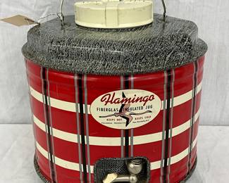Flamingo Fiberglas Insulated Jug with Red Plaid Design