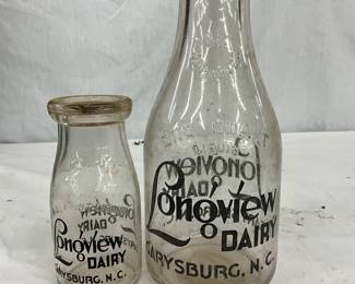 Longview Dairy Glass Milk Bottles, Garysburg, N.C.