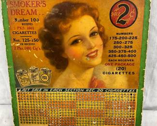 10-Inch Vintage Lottery Punch Board Featuring Cigarette Branding