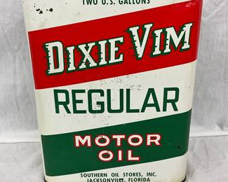 Two-Gallon Dixie Vim Regular Motor Oil Can from Southern Oil Stores, Inc