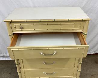 Faux Bamboo-Style Side Table with Drawer and Shelf
