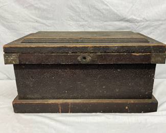 Wooden Storage Chest with Hinged Lid, 23” x 11”