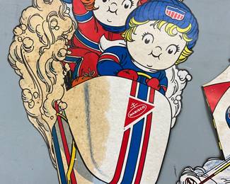 Vintage Nabisco Promotional Die-Cut Cardboard Figures Featuring Sports Scenes