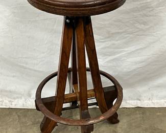 Wooden Counter-Height Stool with Circular Seat and Footrest