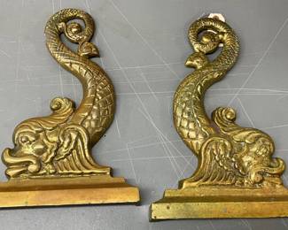 Solid Brass Andirons, 10 1/2 x 15 Inches