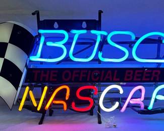 Busch NASCAR 6 Color Neon Sign with Checkered Flag