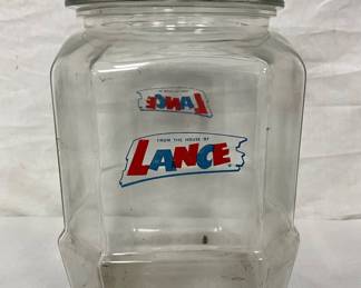 Large Glass Lance Jar with Embossed Lid, 7 1/2 x 12 1/2 Inches