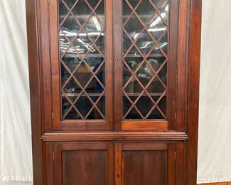 Mahogany Corner Cabinet with Glazed Mullion Doors