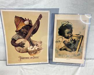 Two Early Black Americana Paper Advertisements: ‘Pastime in Dixie’ and ‘Washboard Blues’