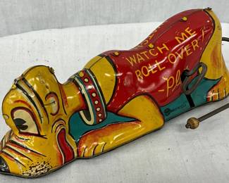 1940s Walt Disney Pluto Tin Wind-Up Toy by Marx, 8″ x 3″