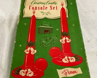 Vintage Penn Christmas Candle Console Set Box with Price Tags and Holders