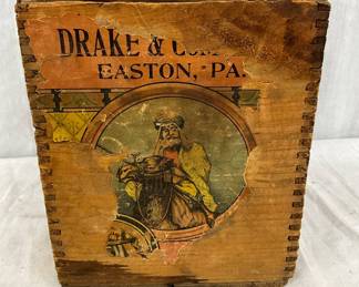 Drake & Co. Wooden Spice Box, Easton, PA, 8in x 9in