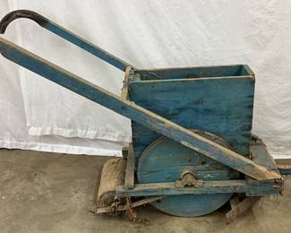 Wooden Hand-Operated Seed Planter w/Old Blue paint