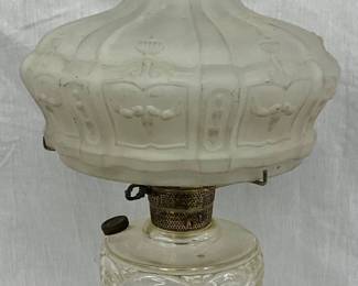 Aladdin Oil Lamp with Shade and Etched Base