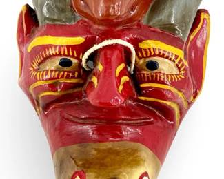 Hand Carved Folk Art Devil Mask