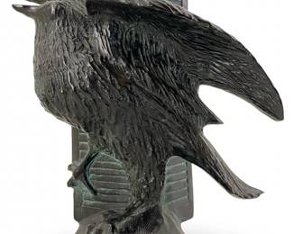Signed A. Lass Ceramic Raven Bookend