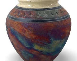 1982 Signed Ceramic Iridescent Pottery Vase