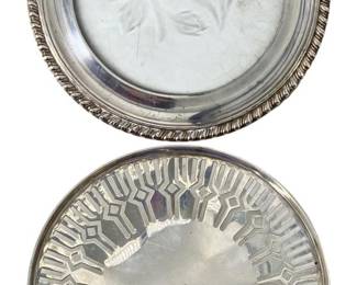 2pc Sterling and Glass Plates