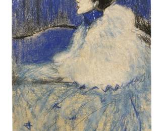 Signed After Picasso Chalk Pastel Drawing