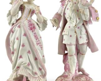 2pc Vintage Porcelain French Courting Sculptures