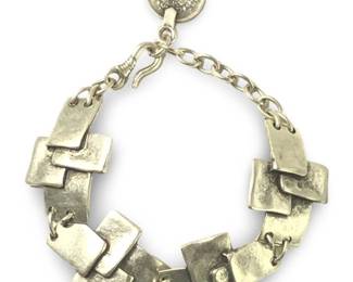 Marvelous Brutalist Coin Silver Hinged Bracelet