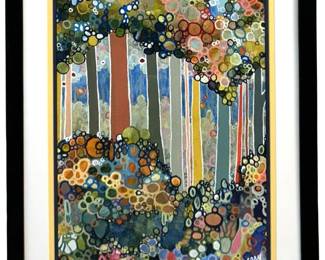 Signed Billy Cary âLolly Trees" Acrylic on Paper