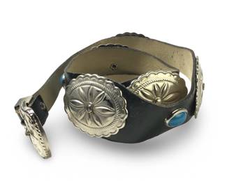 Stylized Native American Silver Concho Belt