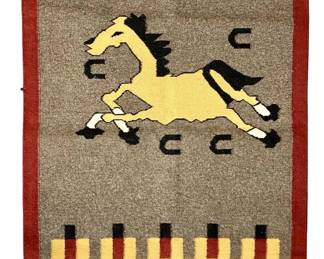 Hand Woven Native American Running Horse Rug
